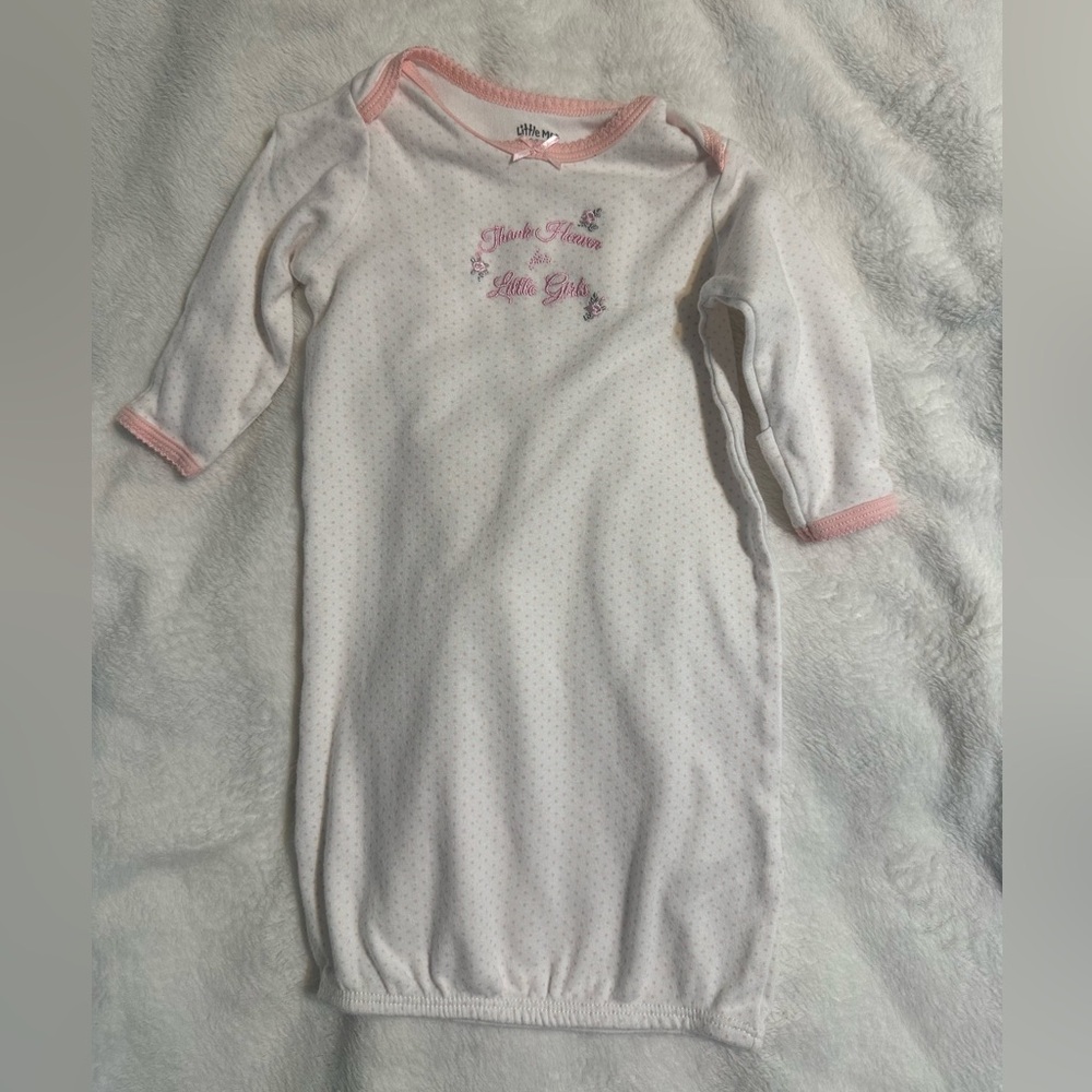 Little Me “Thank Heaven for Little Girls” White and Pink Infant Gown - Newborn